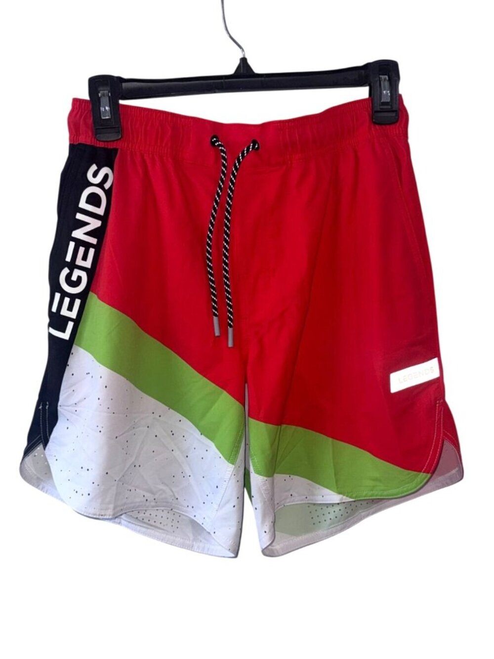 Legends Mens Red Multi-Color Athletic Shorts With Pockets & Drawstring Size M